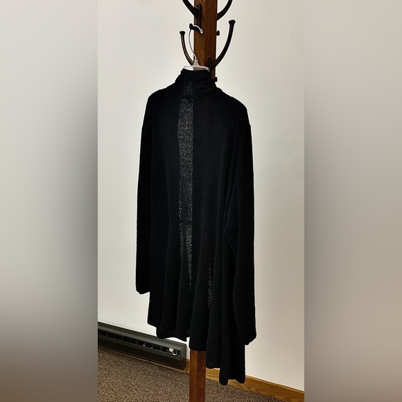 Women's XL Black Wool Crepe Eileen Fisher Open Front Cardigan - Picture 9 of 11